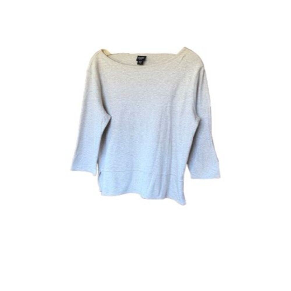 New Vintage Eileen Fisher 100% Cotton Knit Boat Neck 3/4 Sleeve Boxy Top Size PM